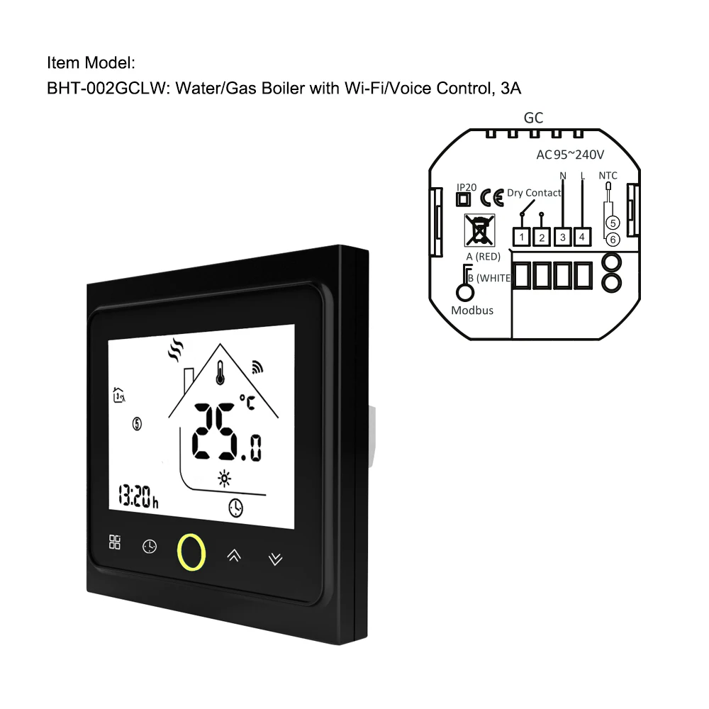 ЖК-цифровой WiFi смарт-контроллер температуры Термостат для газового котла/воды сенсорный экран Еженедельный программируемый энергосберегающий