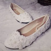 Большие размеры 41, 42, 43, модные белые свадебные туфли с кружевом и цветочным узором женские платье для выпускного вечера туфли на плоской подошве плетеные бретельки до щиколотки