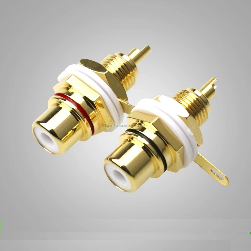 20pcs/lot Panel Mount Gold Plated RCA Female plug Jack Audio Socket