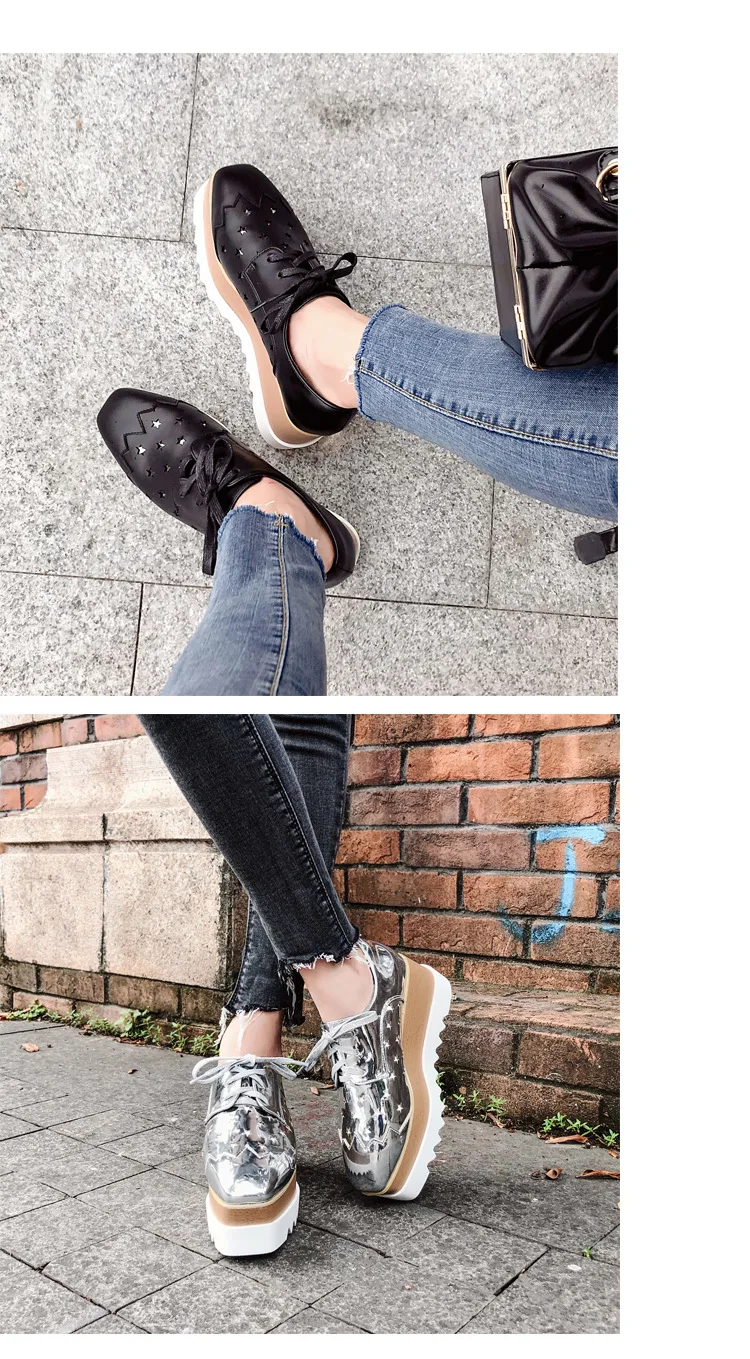 LTARTA/ г. Весенние туфли-панкейки на толстой подошве тонкие туфли с квадратным носком обувь в британском стиле Женская HZB-763-42
