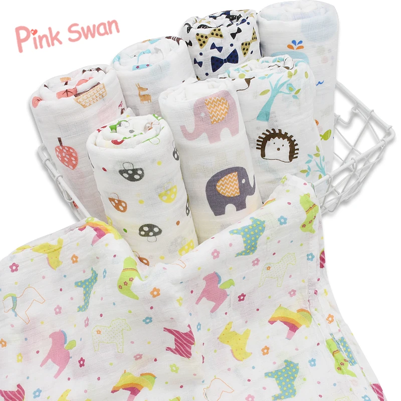 Розовый Лебедь Новое поступление Summer Infant Геометрия детская муслиновая пеленка Одеяло подушка для купания младенцев Полотенце-пеленка