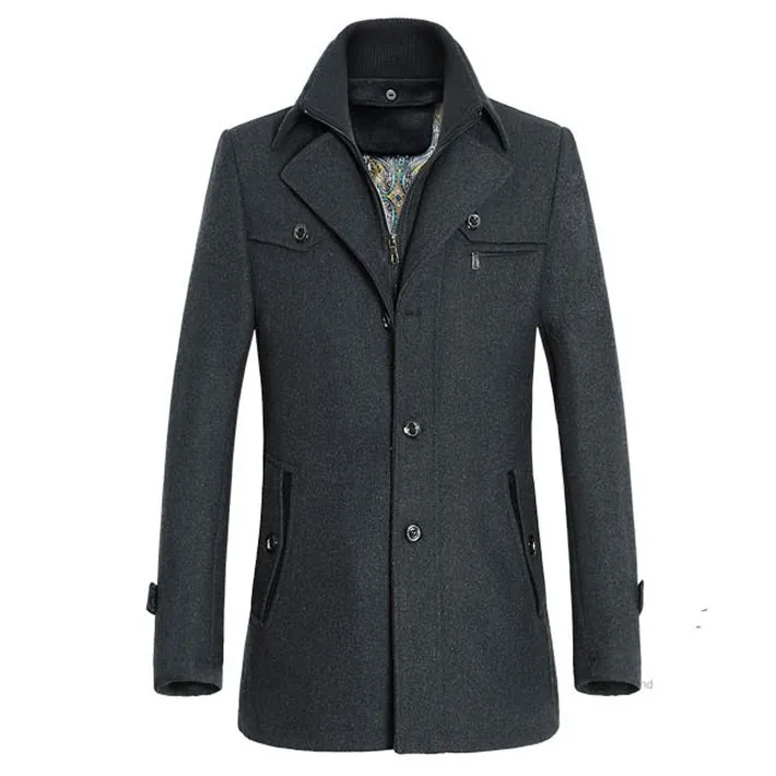 TANGNEST/Новое модное толстое теплое Мужское пальто 2019, повседневное однотонное длинное пальто с отложным воротником, мужская куртка