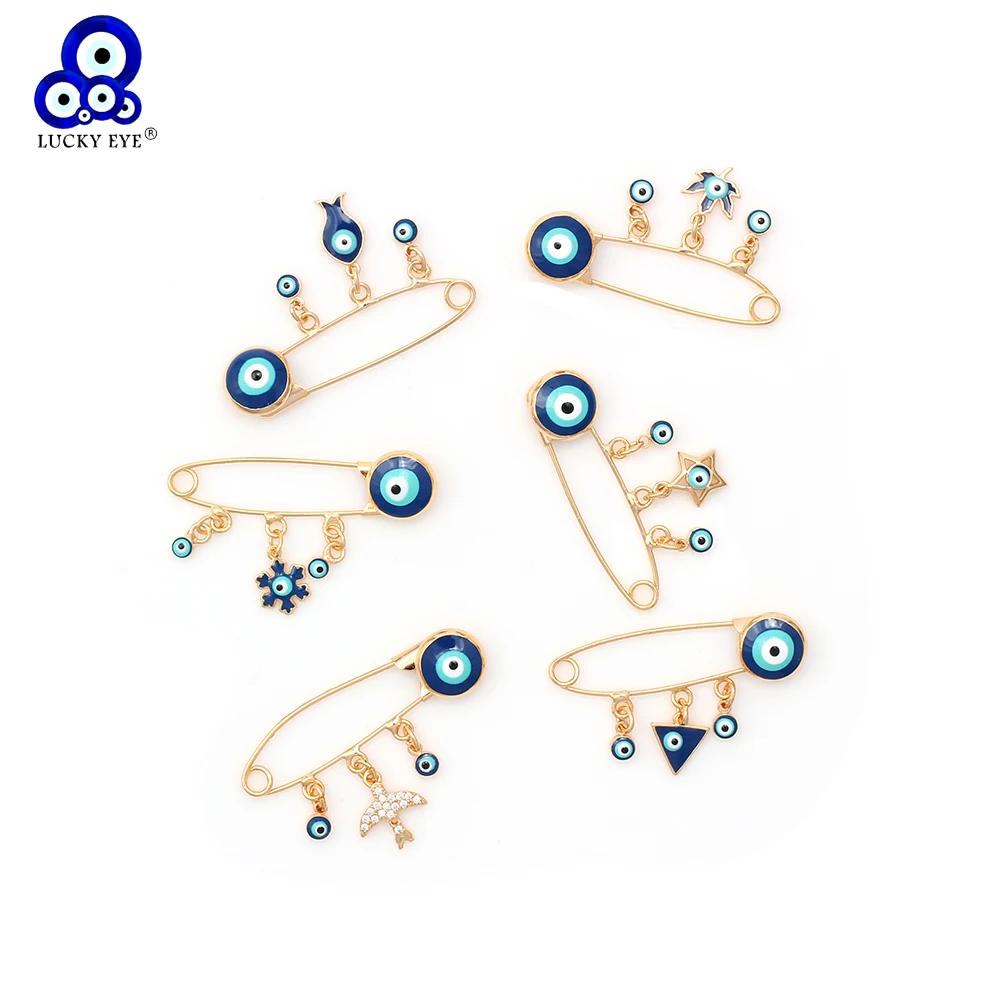 

Lucky Eye Gold Color Evil Eye Charms Brooch & Pin Simple Crystal Brooch For Women Man Jewelry Crystal Buckle Clips EY6185