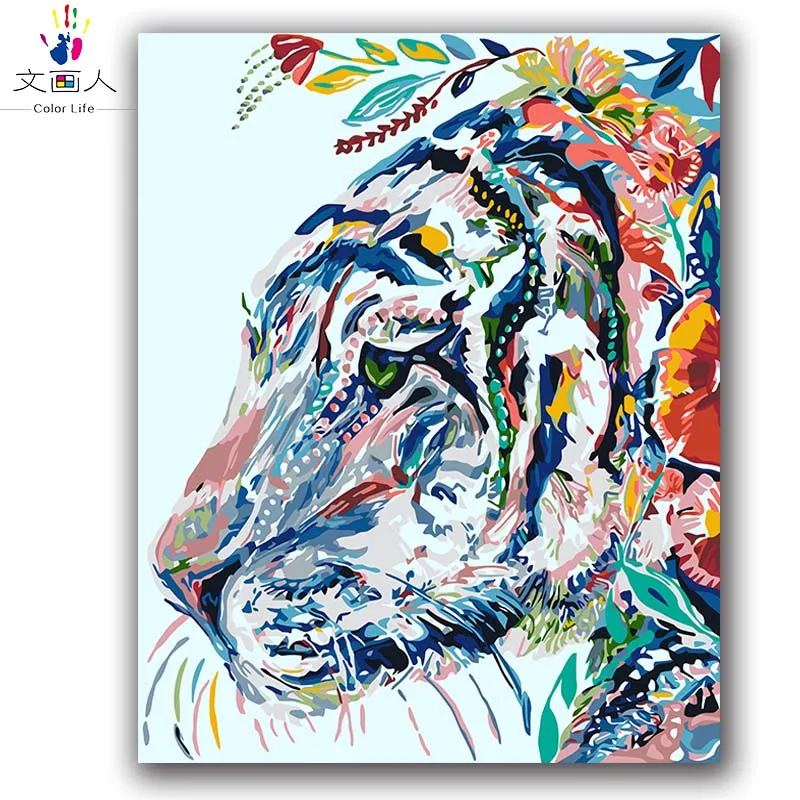 Красочная корова Абстрактная живопись по номерам животные на холсте Рисунок для раскрашивания по номерам с краской посылка для украшения hoom