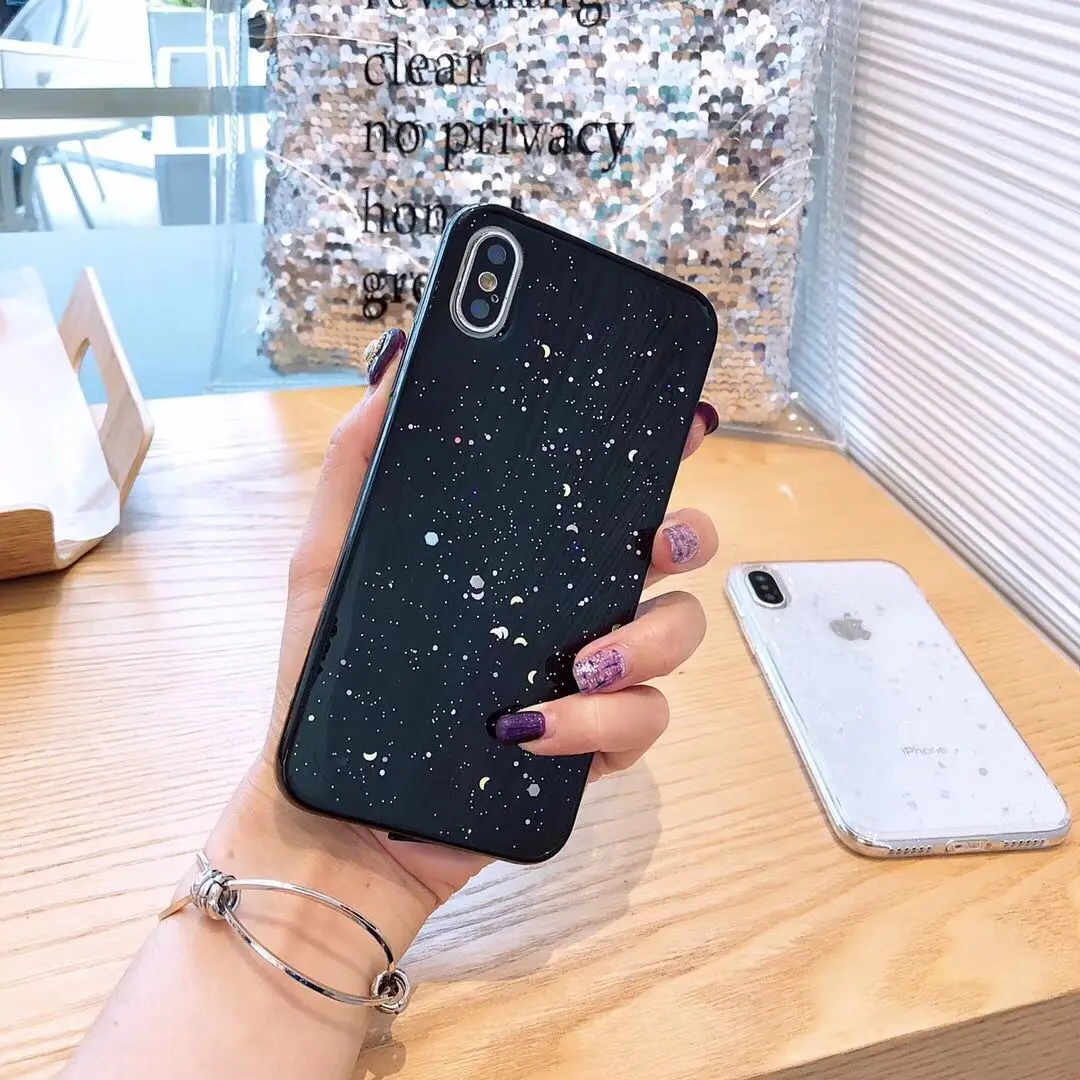 

Moon Stars Planet Phone Case For iphone X Case For iphone 6S 6 7 8 Plus Bling Glitter Universe Series Cover Cases Capa