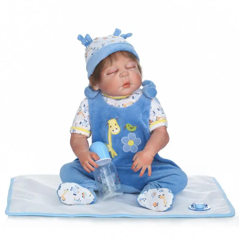 

Pursue 22"/57cm Close Eyes Full Body Silicone Reborn Baby Boy Doll Toys Lifelike Bathe Boy Baby Doll Toys Children Playmate Gift