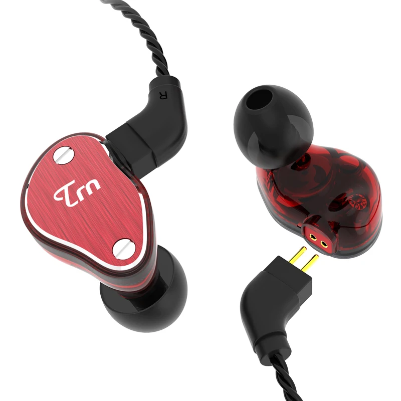 Гибридные наушники TRN V60 1BA + 2DD HIFI DJ Monito спортивные для бега с разъемом 2 pin V20