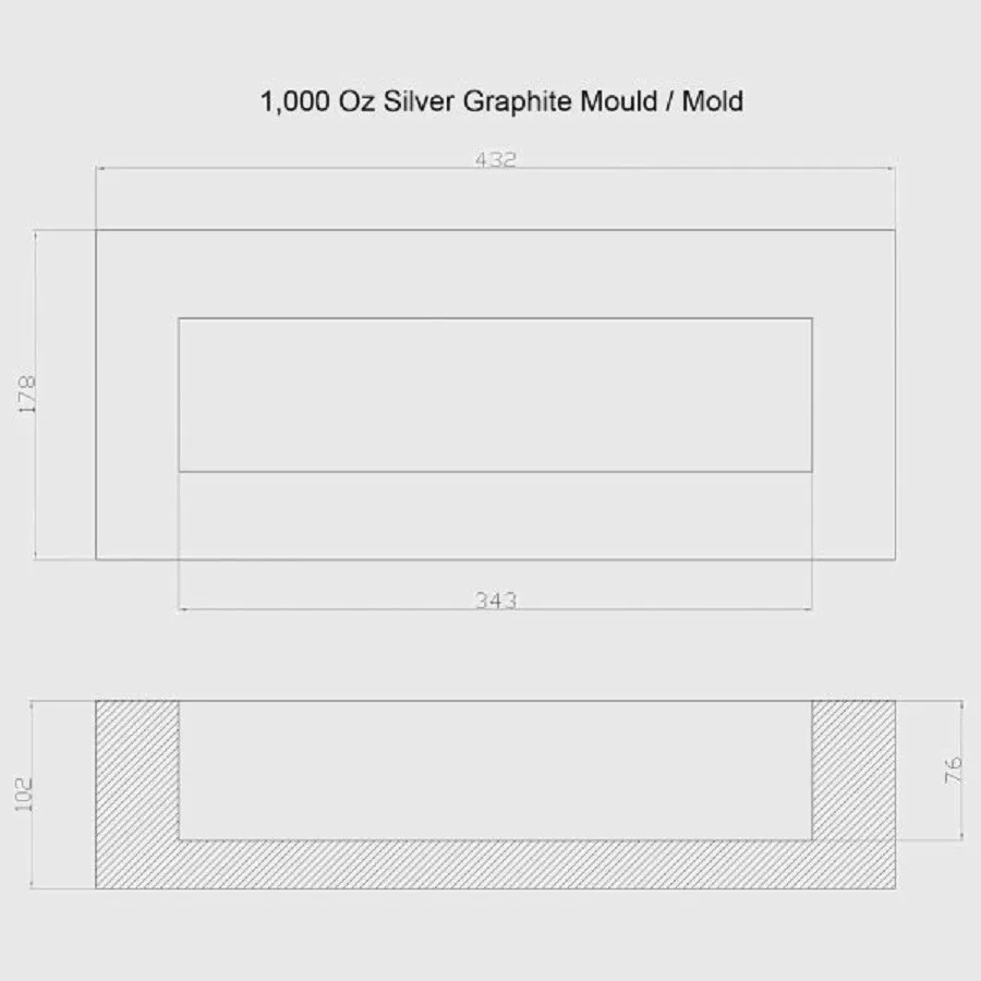 US $589.00 Graphite Ingot Mold For 1000oz Silver Casting Casting Melting Refining Metal FREE SHIPPING