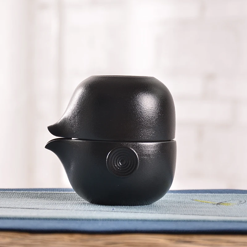 TANGPIN Black Crockery Ceramic Teapot Teacups A Tea Sets Portable Travel Tea Sets With Travel Bag
