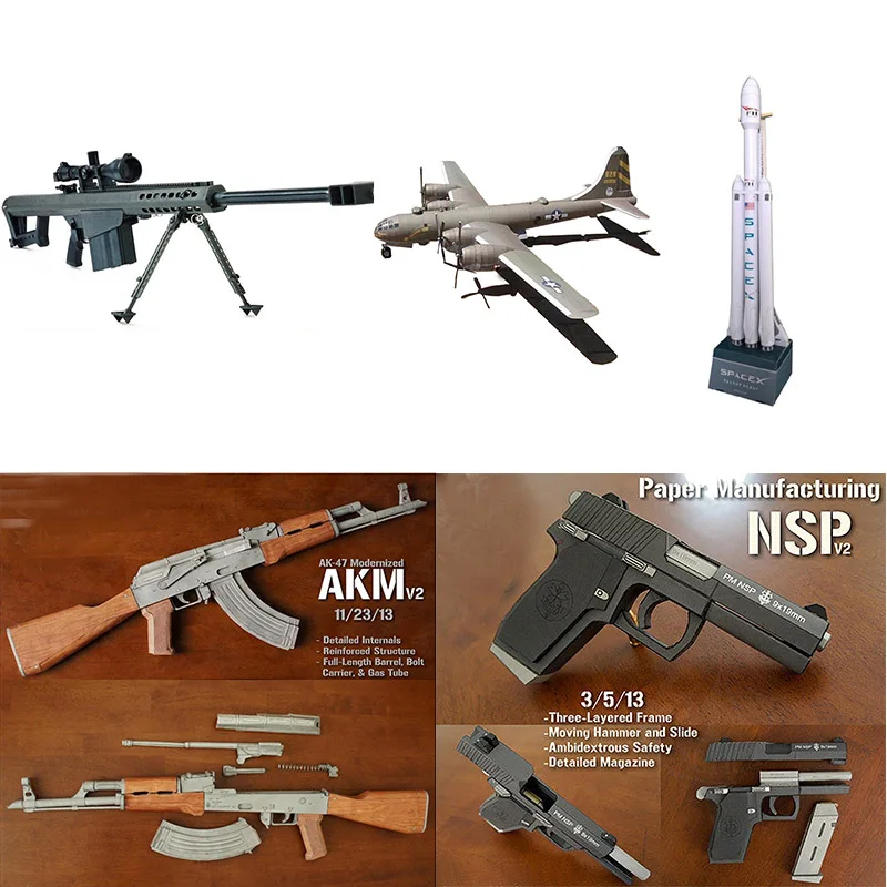 

DIY 3D Spacex Space Gun Paper Model Craft Exploring Creativity Developing Card Building Sets Interesting Toy For Children Adult