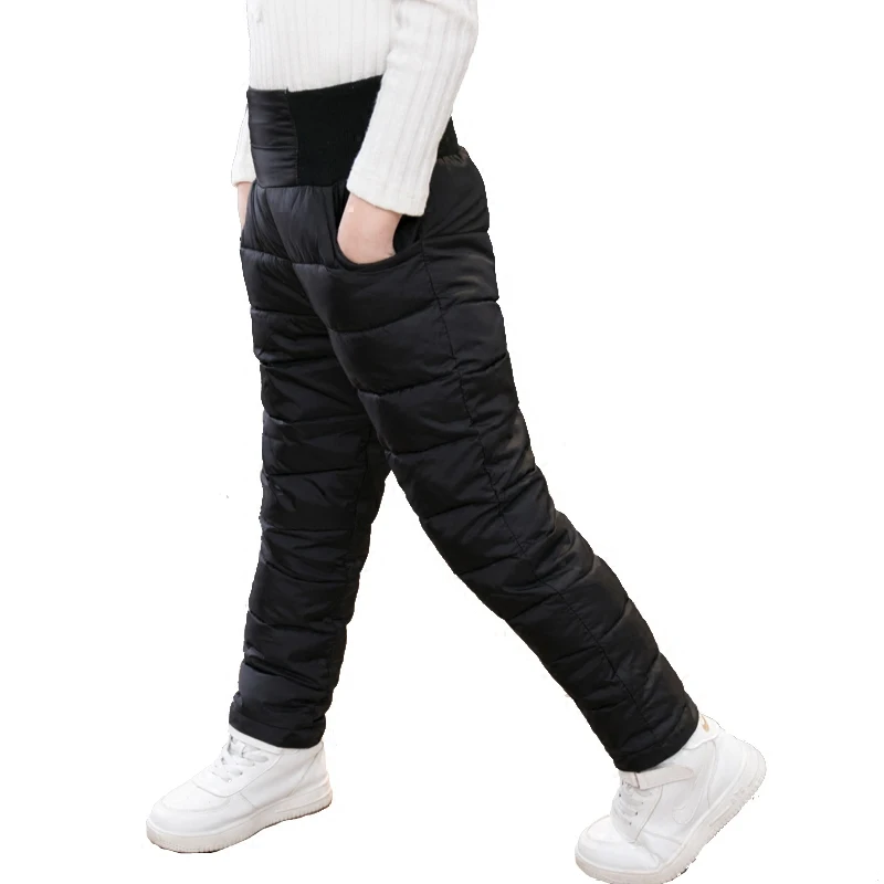 Повседневные зимние штаны для мальчиков и девочек плотные теплые брюки с хлопковой подкладкой водонепроницаемые лыжные штаны детские брюки с эластичной резинкой на талии для детей 9 лет