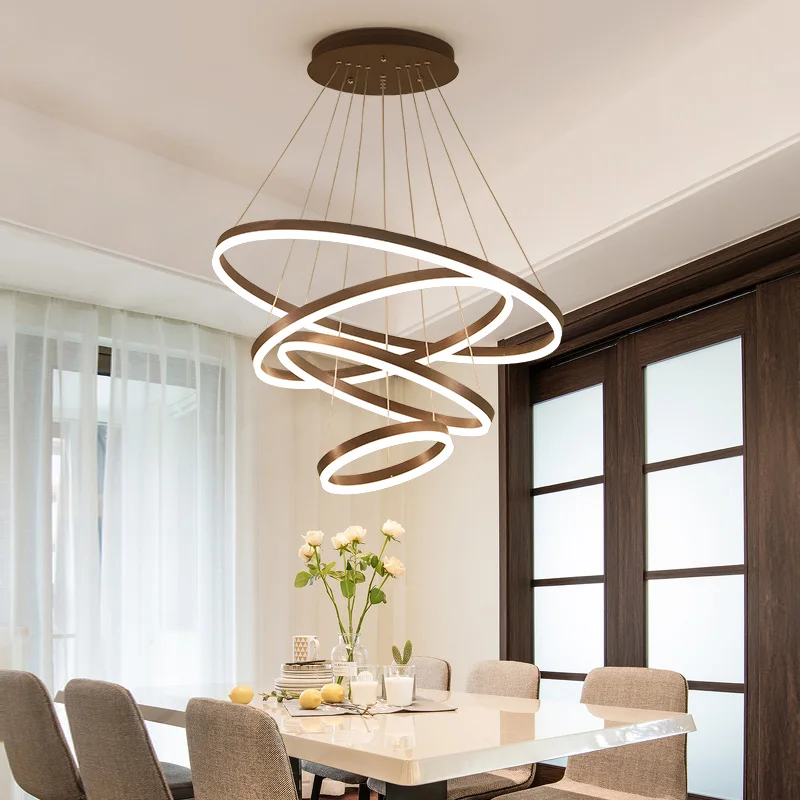 

Modern Circle Ring LED Chandeliers Suspension Indoor Home Deco Living Room Bedroom Dining Room Lamp Hanging Lighting Fixtures