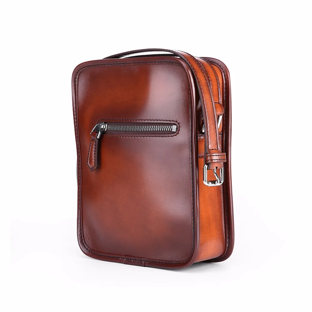 

TERSE_Crossbody Bag Handmade Genuine Leather Shoulder Bag Factory to Customer Orange Burgundy Colors in Stock Mini Men Bags OEM