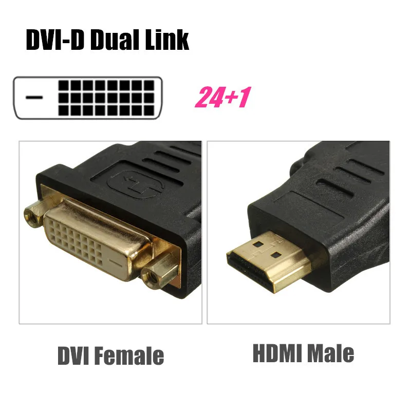 Горячая Распродажа Высокое качество позолоченный DVI-D Женский к HDMI Мужской F/M адаптер 24+ 1 lcd HDTV DVD