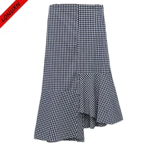 Высококачественная летняя Корейская институт ветра винтажная черно-белая сетчатая Асимметричная гофрированная юбка-рыбий хвост в длинной юбке
