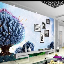 Custom wallpaper fantasy blue watercolor abstract tree photo frame background wall decoration waterproof material Custom wallpaper fantasy blue watercolor abstract tree photo frame background wall decoration waterproof material