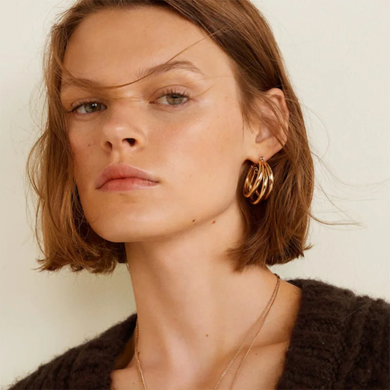 

JUJIA New Punk Gold Metal Earrings Fashion Bohemian Geometric Statement Earrings For Women Accessories