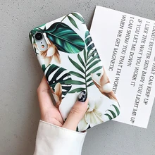 Funda de teléfono de Arte de flores y hojas de plátano para iPhone 11 Pro Max XR XS Max 6 6S 7 8 Plus X Fundas de lujo de cubierta trasera de teléfono IMD suave