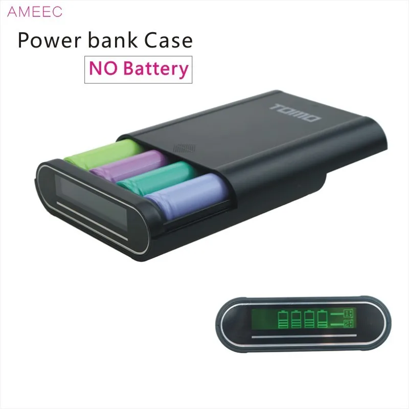  TOMO T4 18650 Power Bank Battery Box Charger 2 Usb Ports 5V2A Charging For 4pcs 18650 lithium batte