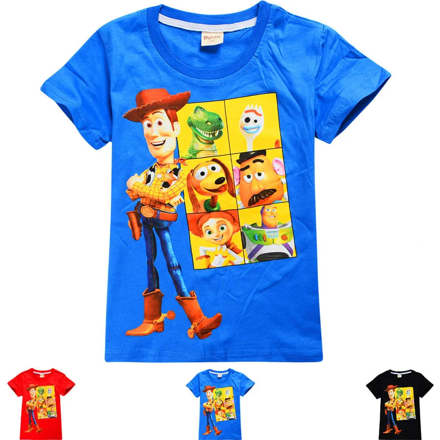 Toy Story 4 Kid Boys T-shirt  Summer Child Cotton Tops Cartoon Toys Movie Costume Print Cowboy Woody Buzz Lightyear Tees Clothes