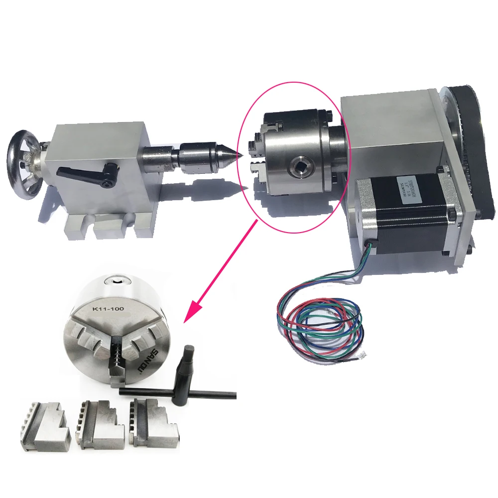 CNC 4 я вращающаяся ось 100 мм/4 &quotK11 3 кулачковый патрон для мини фрезерного станка с