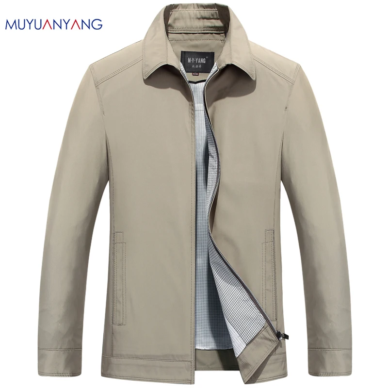 

Mu Yuan Yang Men Windbreaker Jacket Male Casual Zipper Overcoat Jacket Men Slim Fit Turn-down Collar Windproof Jacket Coat