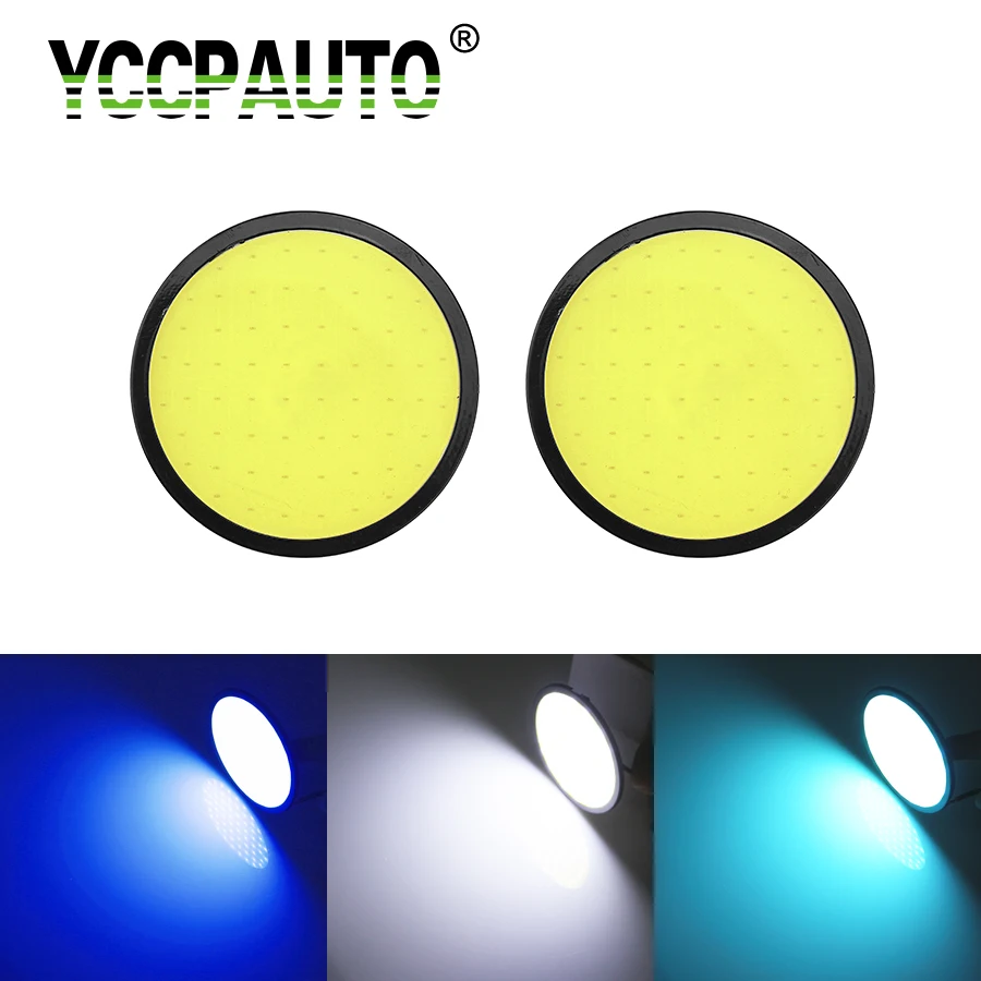 

YCCPAUTO 82mm Round LED Daytime Running Light High Power COB DRL Fog Lights White Ice Blue Auto Driving Lamp 2PCS 12V