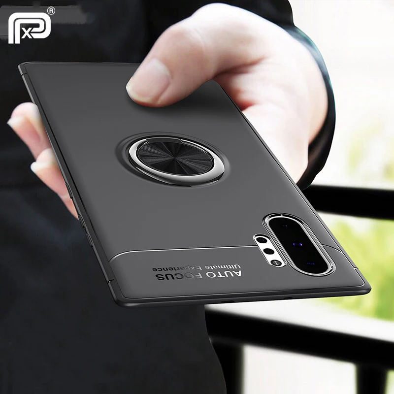 

For Samsung Galaxy Note 10 Plus Note 10 Case Finger Ring Matte Soft Silicone Back Cover For Samsung Galaxy Note10+ 5G Case
