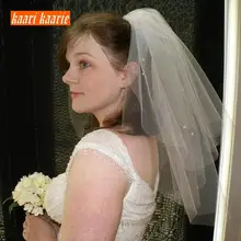 Модная белая свадебная фата с аппликацией Тюль Фата цвета слоновой кости с цветочным принтом новые дешевые аксессуары для невесты 75 см Для женщин вуали с гребешком