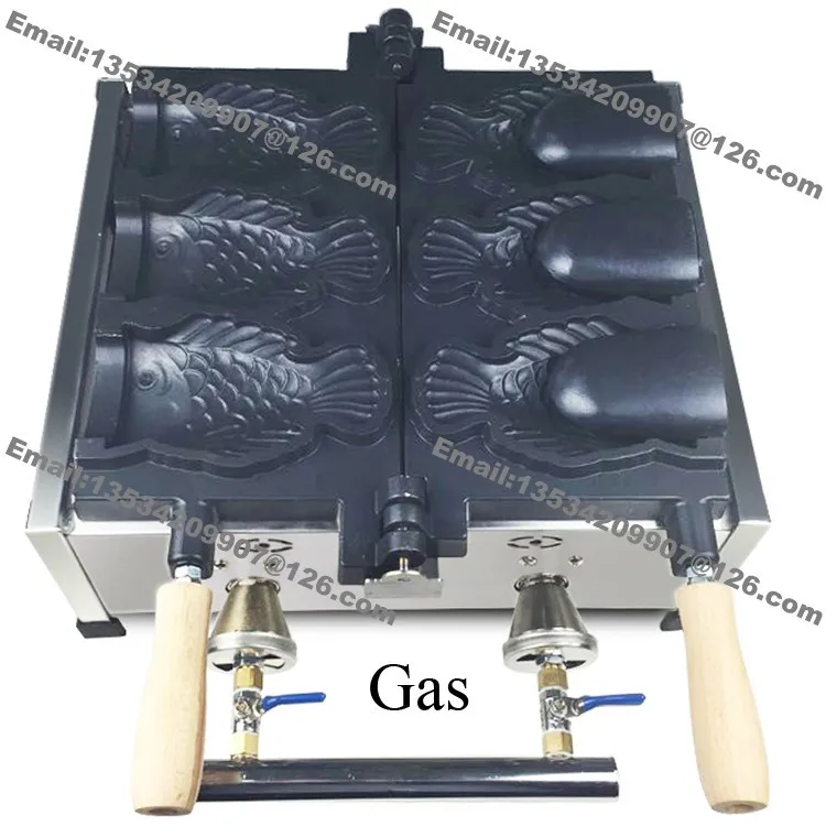 Коммерческих антипригарных 110 В 220 в электрический 3 шт. большой рот рыбы вафельные мороженое тайяки производитель Makchine пекарское оборудование Плесень