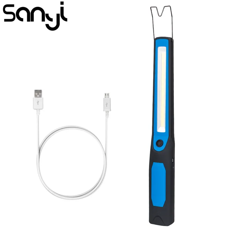 Светодиодный фонарик SANYI с USB зарядкой рабочий осмотр магнитный крючок карманный