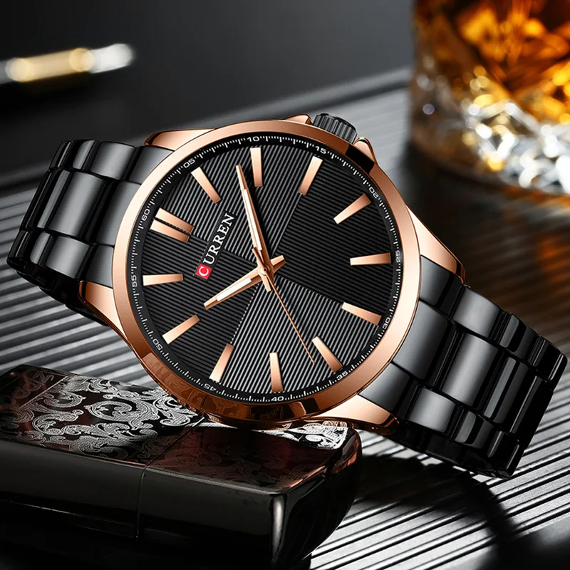 

Curren Mens Watch Gold Black Quartz Men's Watches Top Brand Luxury Waterproof Men Watch Stainless Steel Male Clock Wristwatch