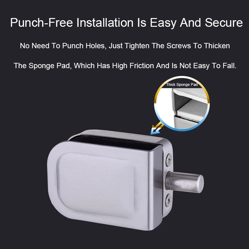 Double Glass Door Latches Lock 304 Stainless Steel Lock,Without Hole,Bidirectional Unlock Frameless Glass Door For Home Office Double Glass Door Latches Lock 304 Stainless Steel Lock,Without Hole,Bidirectional Unlock Frameless Glass Door For Home Office