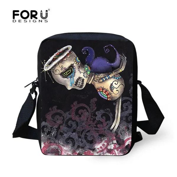 FORUDESIGNS/винтажная сумка, крутой череп, мужские сумки-мессенджеры, граффити, мужская дорожная сумка, сумка через плечо для мальчиков, Повседневная маленькая сумочка для мальчиков - Цвет: C650E