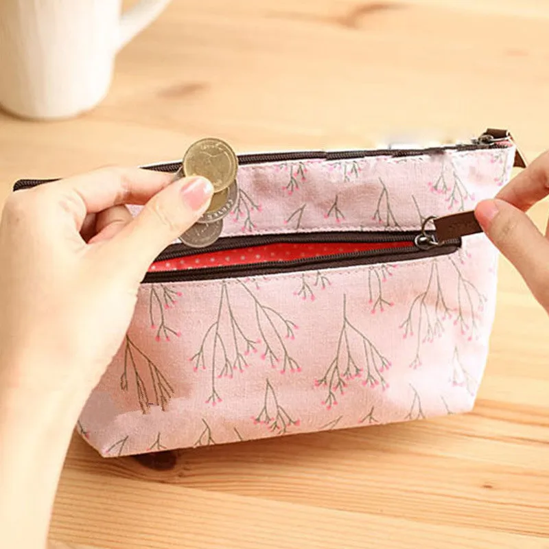 

1PC Fashion Small Fresh Blossoms Flower Pencil Cases Rural Wind Floral Pen Bag Girl Canvas Lovely School Pencil Box Zero Purse
