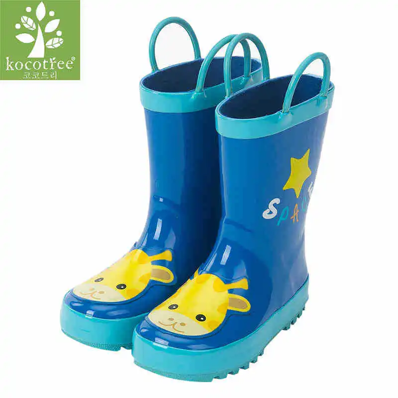 online Kocotree botas menina botas de chuva 2018 criança meninos padrão girafa projeto crianças do menino sapatas dos miúdos à prova d água rainboots borracha