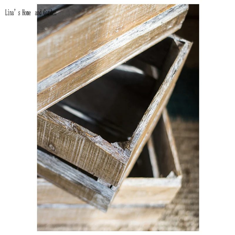 rectangle stack 3 pieces handmade countryside solid wooden vintage distressed crate (7)