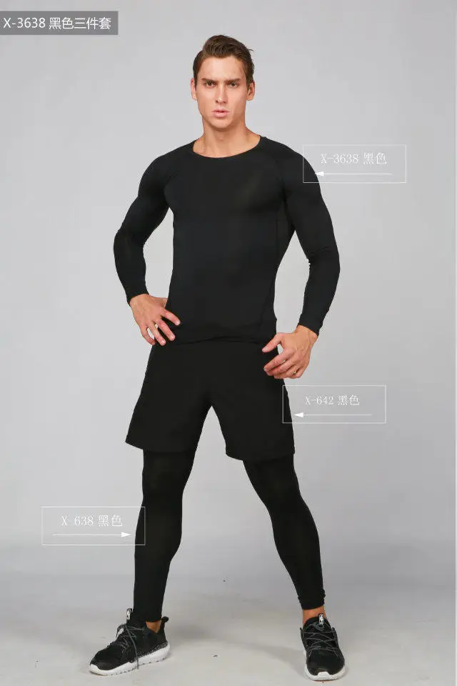3 шт. бегущие наборы мужчин спортивная компрессионные колготки для фитнеса бега баскетбола Футбол Джерси Спортивная одежда