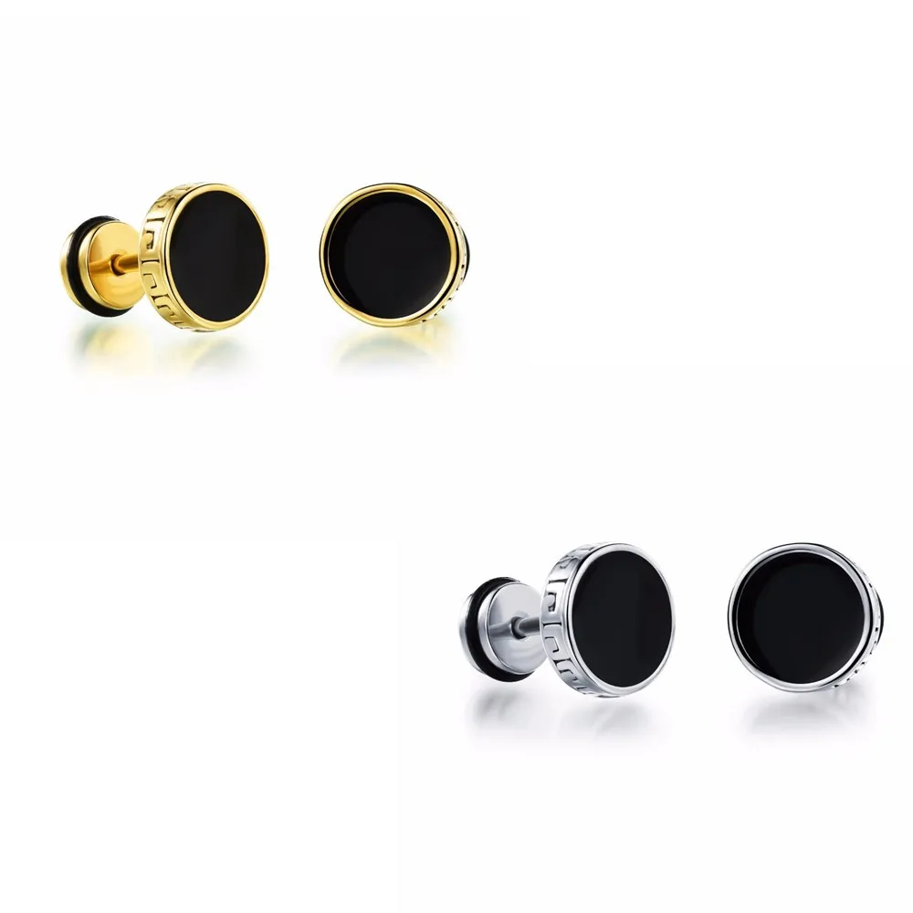 Stainless Steel Men earrings screw back Jewelry Stud Earrings Set Men's