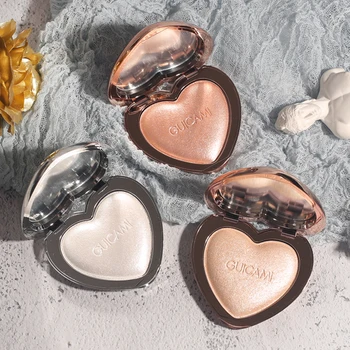 

2019 Guicami Baked Highlighter Powder Palette Shimmer Makeup Natural Brighten 3D Heart-shaped Contouring Palette Gold Shimmer