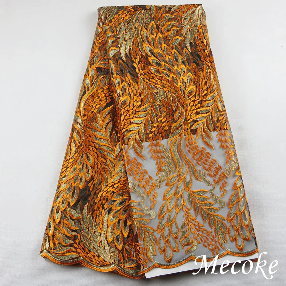 

High quality african tulle lace fabric Hot sale Free Shipping! Royal blue nigerian lace orange new design french lace fabric