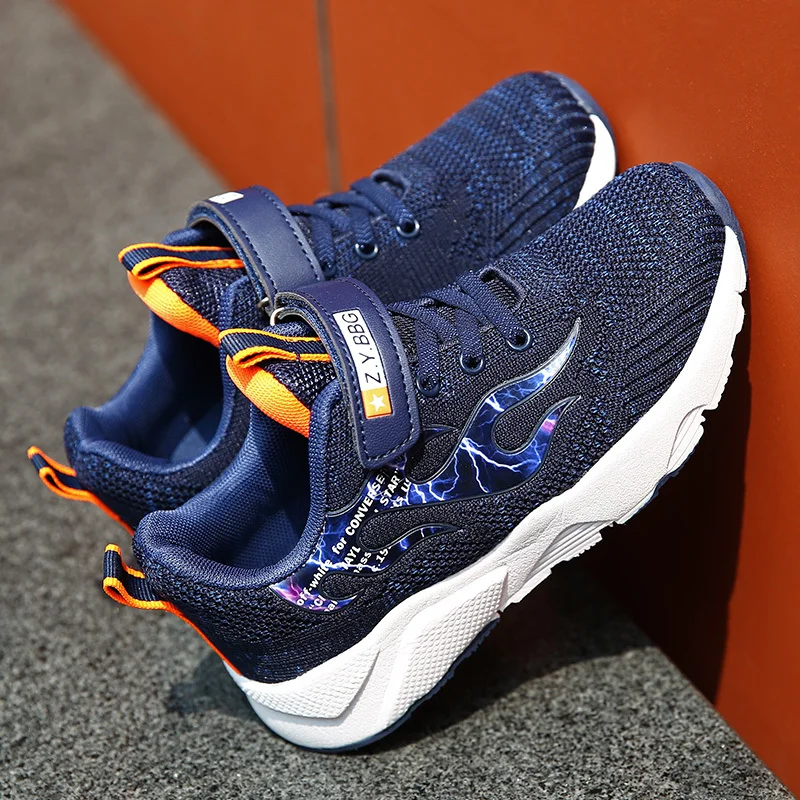 

ULKNN Boys sports shoes 2019 new small black breathable mesh surface flying children's shoes autumn big children's net shoes