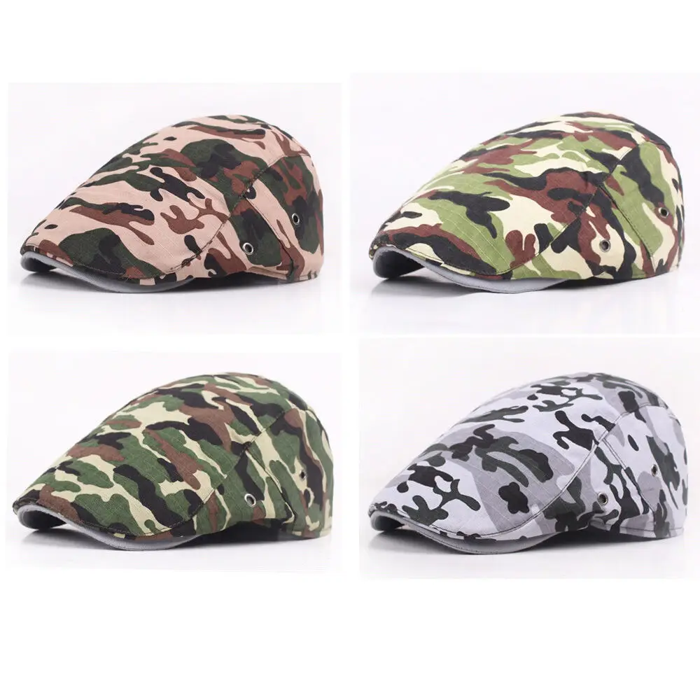 

Men Camouflage Military Ivy Flat Combat Hat Army Green Peaked Driving Cap NEW CSHAT0111