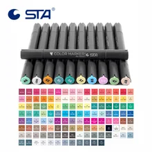 STA 12/24/36/48/60 Цвета на масляной основе спирта фломастер для скетчей комплект черного цвета ПВХ Внешний упаковка