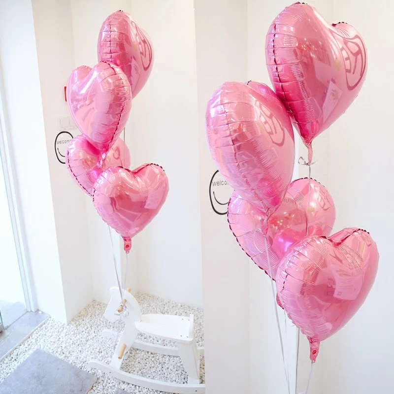 

5pcs/lot 18inch Pink Heart Aluminum Foil Balloon Baby Girl Princess Wedding Birthday Balloons DIY Party Decoration Anniversary