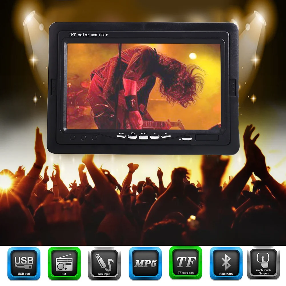 Goede 7 inches 1024*600 TFT Kleuren Monitor Touch LCD Digital Auto Displayer Scherm Smart Premium Zonneklep Backup reverse Camera