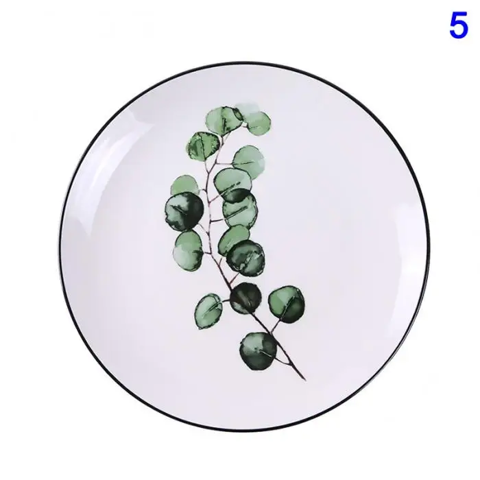 1 шт. тропические растения зеленые листья круглая тарелка для десерта фруктовый Ланч BDF99