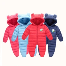 Детские комбинезоны, комплект одежды для новорожденных девочек, милый комбинезон с объемными медвежьими ушками, комплект одежды для маленьких мальчиков, осенне-зимний теплый комплект одежды для малышей