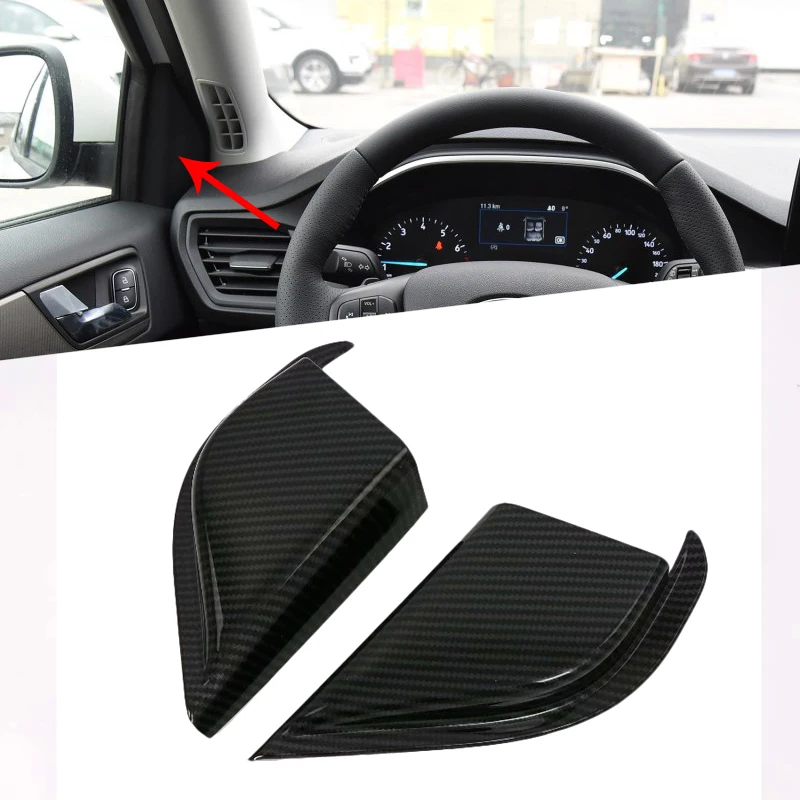 

For Ford Focus 2019 2020 Carbon Fiber Front Door Interior Triangle Cover Trim Window A Pillar Decal Stickers Car Accessories