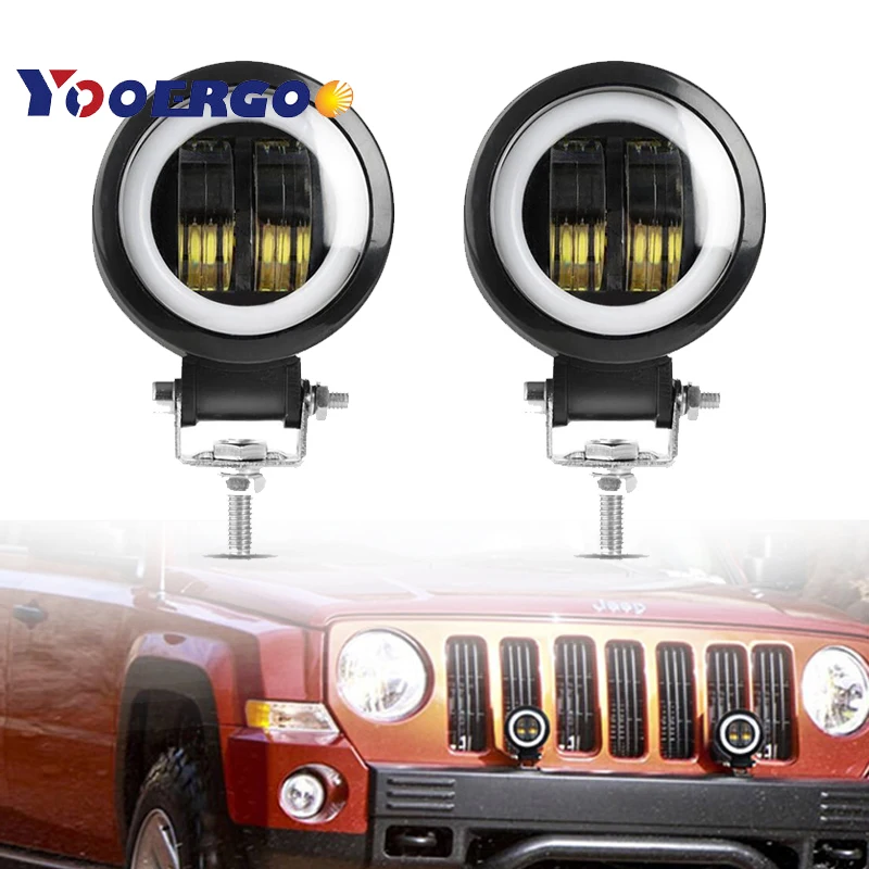 

2PCS 40W Spotlight Fog Light Off Road Vehicles Square Led Work Lamp Car Styling Lamp Round LED Angel Eyes Lamp For SUV Jeep ATV